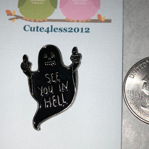 See You in Hell Ghost Halloween Pin Brooch - Picture 1 of 2